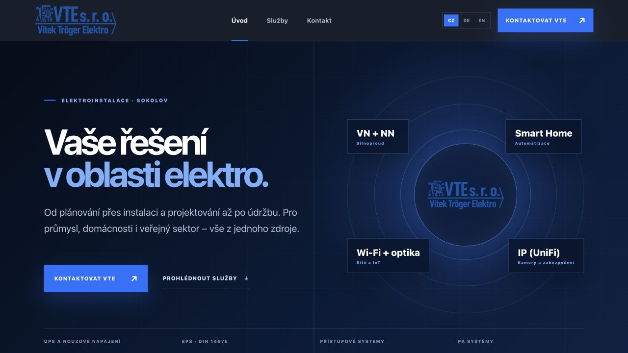 Náhled úvodní stránky VTE-Elektro.cz